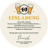 Geburtstagseinladung Bierdeckel-Optik rund Rückseite