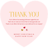 Geschäftliche Weihnachtskarte Herzform Warm Wishes Danke Rückseite