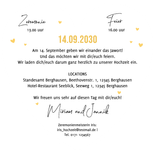 Hochzeitseinaldung Herzkarte Ehepaar 'Game over' mit Gold Rückseite