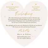 Hochzeitseinladung Herzform 'We do!' Goldschrift Rückseite