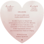 Hochzeitskarte Herzform Namen auf altrosa Aquarell Rückseite