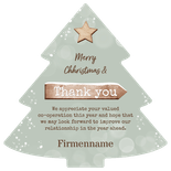 Internationale Weihnachtskarte Wegweiser Weihnachtsbaumform Rückseite