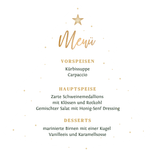 Menükarte Weihnachtsessen Tannenbaumform grün Besteck Rückseite