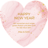 Neujahrskarte Herz 2026 Marmorlook Rückseite