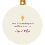 Rote Weihnachtsgrußkarte als Weihnachtskugel mit Foto Rückseite