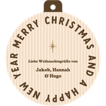 Weihnachtskarte braun gestreift Foto in Weihnachtskugel Rückseite