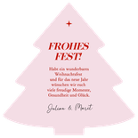 Weihnachtskarte Christbaum-Form gestreift 'Ho Ho Ho' Rückseite