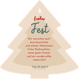Weihnachtskarte Christbaum-Form mit Kerzen und Kugeln Rückseite