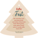 Weihnachtskarte Christbaum-Form mit Kerzen und Kugeln Rückseite