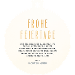 Weihnachtskarte Christbaumkugel-Form 'Frohe Feiertage' Rückseite
