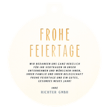 Weihnachtskarte Christbaumkugel-Form 'Frohe Feiertage' Rückseite