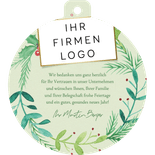 Weihnachtskarte Firma Weihnachtskugelform Kranz Rückseite