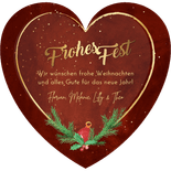Weihnachtskarte Fotoherz mit Weihnachtsgesteck Rückseite