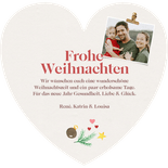 Weihnachtskarte 'Frohe Weihnachten' Symbole in Herzform Rückseite