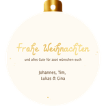 Weihnachtskarte goldene Weihnachtskugel mit Foto Rückseite