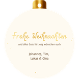 Weihnachtskarte goldene Weihnachtskugel mit Foto Rückseite