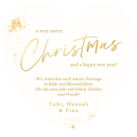 Weihnachtskarte Herzform rot Goldstaub 'Christmas' Rückseite