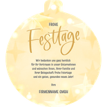 Weihnachtskarte Kugel-From 'Frohe Festtage' Christbaumkugel Rückseite