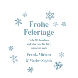 Weihnachtskarte Kugelform Christbaumkdeko Foto Schnee Rückseite