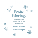 Weihnachtskarte Kugelform Christbaumkdeko Foto Schnee Rückseite