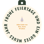 Weihnachtskarte Kugelform Karomuster lila mit Foto Rückseite