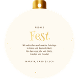 Weihnachtskarte Rentier Weihnachtskugel Rotkehlchen Rückseite