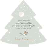 Weihnachtskarte Tannenbaum 'Merry XMAS' Rotkehlchen Winter Rückseite