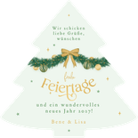 Weihnachtskarte Weihnachtsbaum grün verziert Girlanden Rückseite