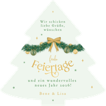 Weihnachtskarte Weihnachtsbaum grün verziert Girlanden Rückseite