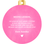 Weihnachtskugel Grußkarte gestreift englisch Rückseite