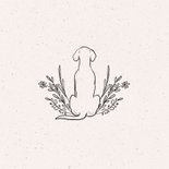Beileidskarte Hund Linienzeichnung Blumen Name 2