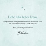 Blaue Karte Glückwunsch Geburt Hase mit Schlappohren 3