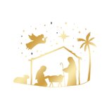 Christliche Weihnachtskarte Krippe schlicht & edel 2