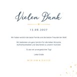 Dankeskarte Hochzeit Fotos Blau mit Gold 3