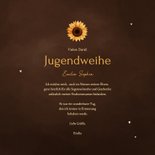 Dankeskarte Jugendweihe Fotocollage Sonnenblume braun  Rückseite