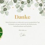 Dankeskarte Kommunion Herzfoto, Eukalyptus & Golddruck 3