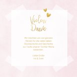 Dankeskarte Taufe rosa Fotos & Goldherzen 3