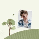 Danksagung Jugendweihe Fotokarte Baum auf Hügel 2