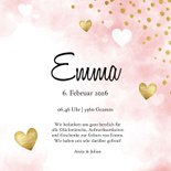 Danksagung zur Geburt Herzen rosa & Foto innen 3