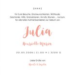 Danksagung zur Geburt lachsrosa Foto innen 3