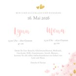 Danksagung zur Geburt von Zwillingsschwestern Foto & Herzen 3