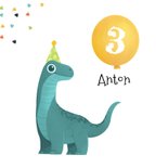 Dino-Geburtstagskarte mit Luftballons 2