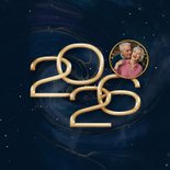 Dunkelblaue Weihnachtskarte Marmoroptik 2026 Foto 2