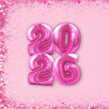 Einladung Silvesterparty 2026 Folienballons pink 2