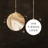 Einladung Weihnachtsfeier Marmor Weihnachtskugel Logo 2