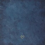 Einladung zur Hochzeit dunkelblau mit Herz und Pflanzen Rückseite