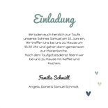 Einladung zur Taufe blau Wegweiser und Herzen 3