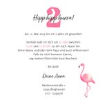 Einladungskarte 2. Kindergeburtstag Flamingo und Zweige 3