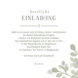 Einladungskarte Eukalyptuszweige Goldkleckse Kommunion 3