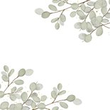 Einladungskarte Eukalyptuszweige Goldkleckse Kommunion Rückseite